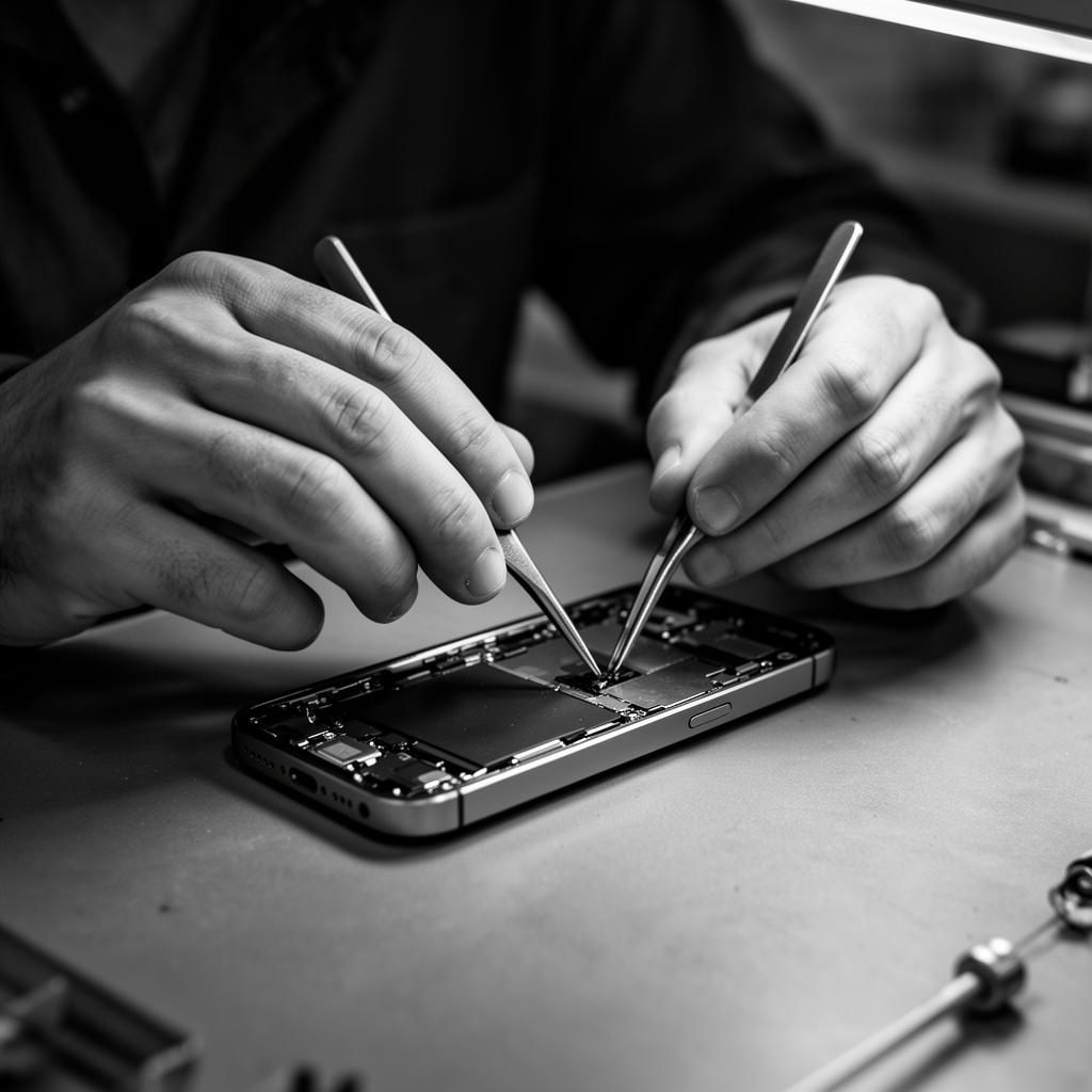 MOBX technician repairing an iPhone